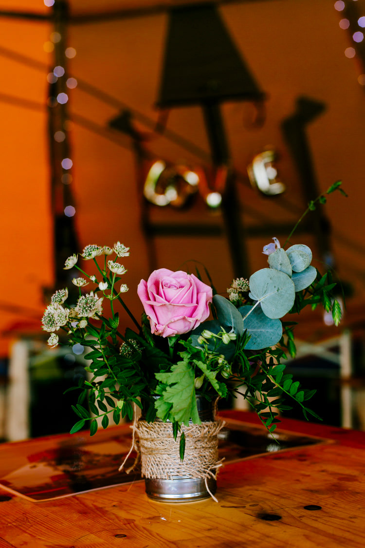 Flowers Bucket Twine Hessian Bright Fun Festival Boho Wedding The Party Field East Sussex http://epiclovestory.co.uk/