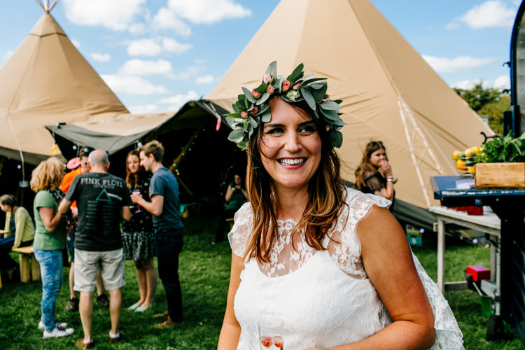 Flower Crown Bride Bridal Bright Fun Festival Boho Wedding The Party Field East Sussex http://epiclovestory.co.uk/