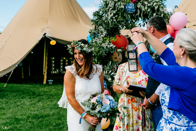 Handfasting Ceremony Outdoor Bright Fun Festival Boho Wedding The Party Field East Sussex http://epiclovestory.co.uk/