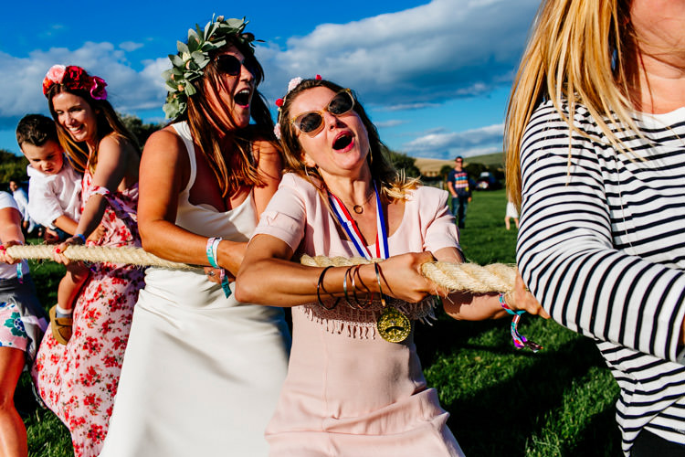 Tug of War Game Entertainment Bright Fun Festival Boho Wedding The Party Field East Sussex http://epiclovestory.co.uk/