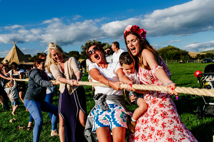 Tug of War Game Entertainment Bright Fun Festival Boho Wedding The Party Field East Sussex http://epiclovestory.co.uk/
