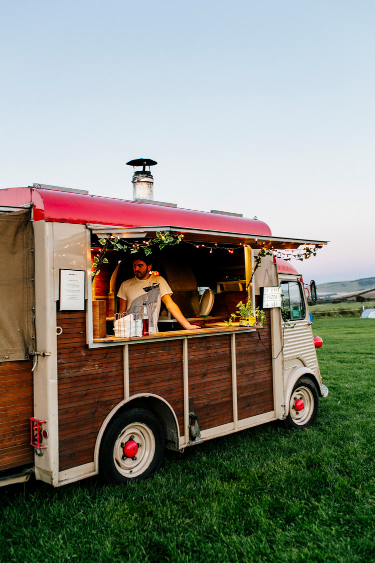 Food Truck Pizza Van Bright Fun Festival Boho Wedding The Party Field Kent http://epiclovestory.co.uk/