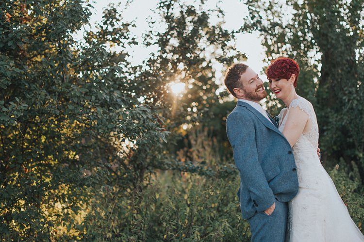 Bride Bridal Maggie Sottero Ivory over Gold V Neck Lace Groom Blue Suit Three Piece Waistcoat Bespoke Colourful Informal Wedding Victorian Fairground Games Elmley Nature Reserve Kent http://www.juliaandyou.com/