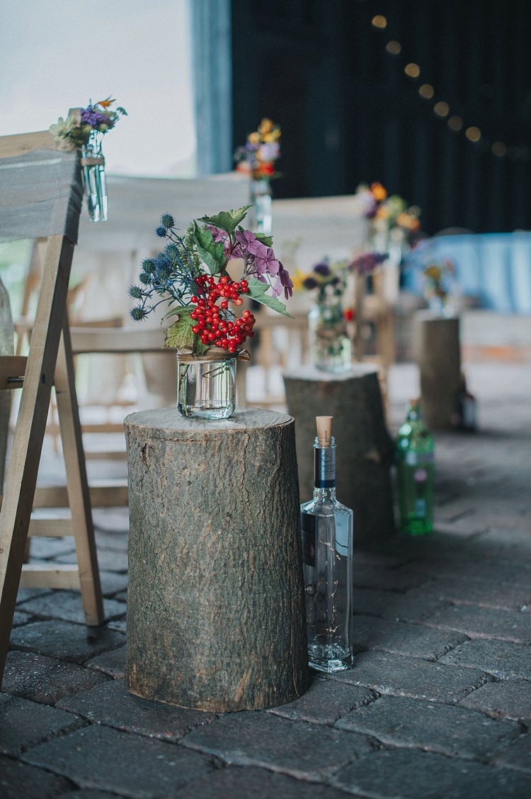 Wood Slice Log Jar Berries Flowers Bottle Fairy Lights Test Tube Colourful Informal Wedding Victorian Fairground Games Elmley Nature Reserve Kent http://www.juliaandyou.com/