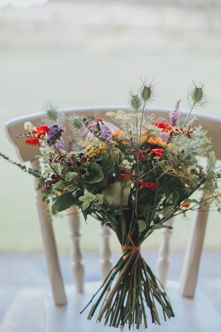 Bouquet Wildflower Multicoloured Flowers Floral Thistle Colourful Informal Wedding Victorian Fairground Games Elmley Nature Reserve Kent http://www.juliaandyou.com/