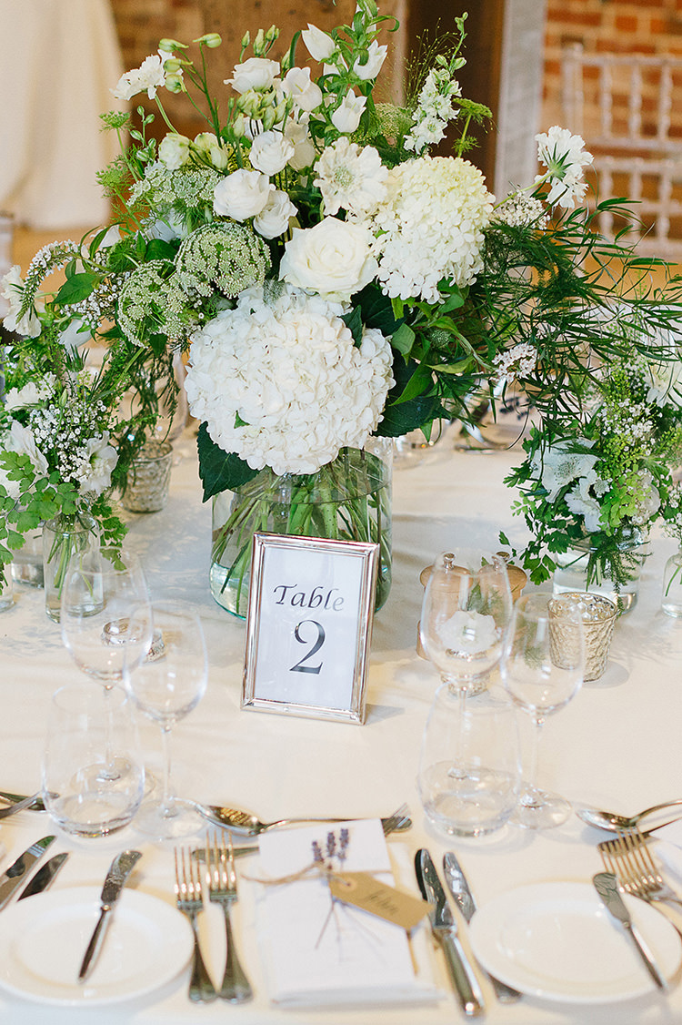 Table Flowers White Foliage Vase Centrepiece Hydrangeas Understated Elegance Greenery Natural Wedding Gaynes Park Essex http://ilariapetrucci.co.uk/