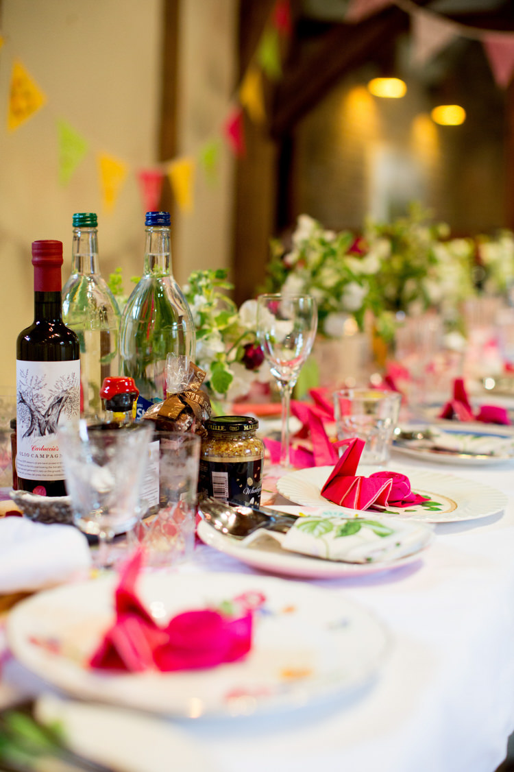 Tables Origami Flowers Petals Bunting Modern Simple Colourful Garden Wedding http://www.helencawte.com/