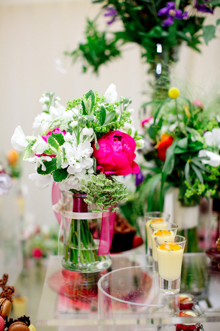 Dessert Table Treats Pudding Macarons Flowers Modern Simple Colourful Garden Wedding http://www.helencawte.com/