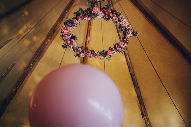 Rose Flowers Suspended Hoop Decoration Hanging Pink Colourful Outdoor Tipi Wedding Tekels Park Surrey https://grahamnixon.com/