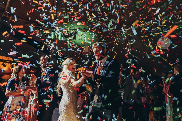 Confetti Cannon First Dance Colourful Outdoor Tipi Wedding Tekels Park Surrey https://grahamnixon.com/