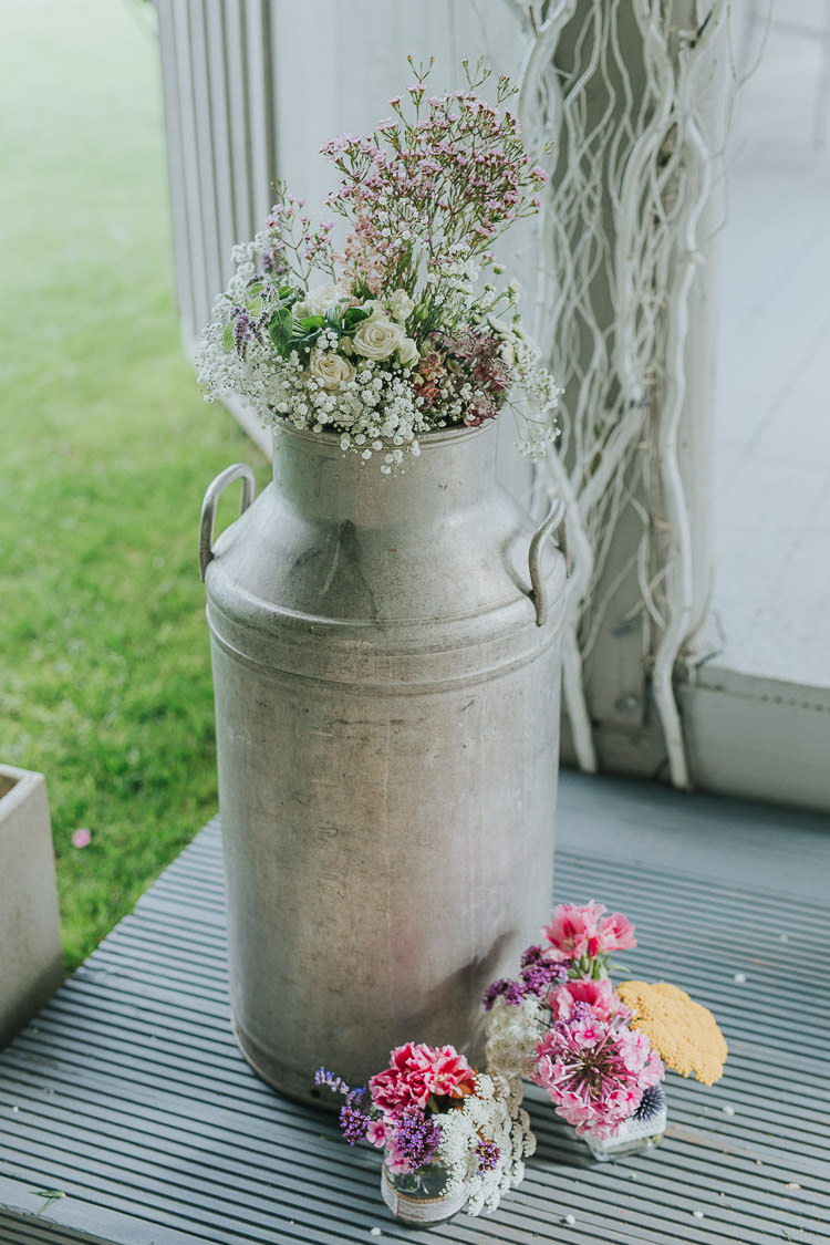 Milk Churn Flowers Ceremony Decor Non-Traditional Country Party Barn Wedding Yorkshire http://www.lauracalderwood.co.uk/