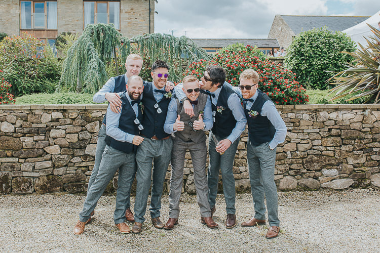 Groom Groomsmen Best Man Waist Coat Bow Tie Chinos Tweed Non-Traditional Country Party Barn Wedding Yorkshire http://www.lauracalderwood.co.uk/