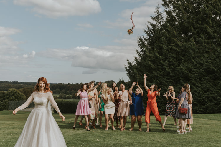 Bouquet Toss Throw Alternative Vintage 1950s Knighton House Wedding Dorset http://www.paulunderhill.com/