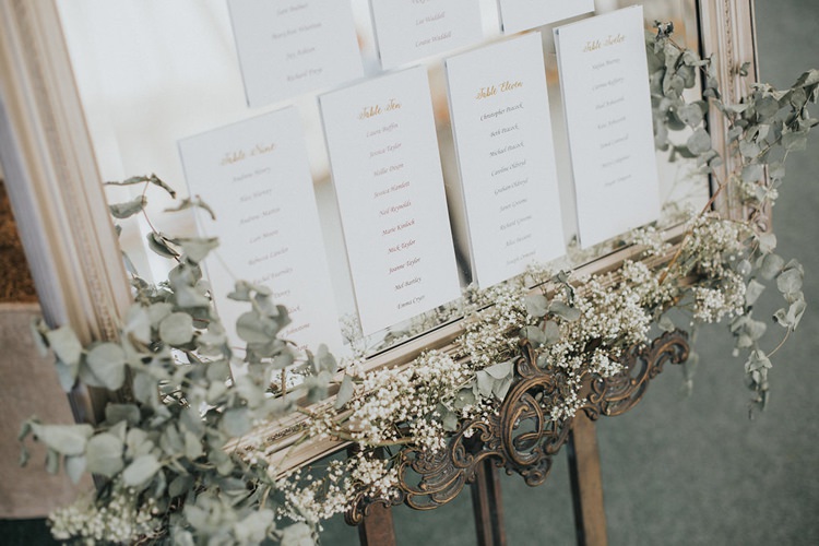 Table Plan Mirror Seating Chart Gypsophila Vintage Easel Stylish Homemade Country Summer Marquee Wedding Millers of Netley Shropshire http://www.joboultonphotography.com/