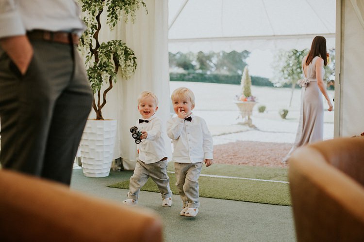 Page Boys Bow Tie Chinos Stylish Homemade Country Summer Marquee Wedding Millers of Netley Shropshire http://www.joboultonphotography.com/
