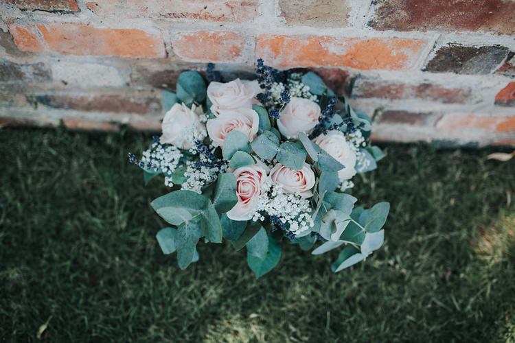 Bride Bridal Bouquet Pink Rose Eucalyptus Gypsophila Stylish Homemade Country Summer Marquee Wedding Millers of Netley Shropshire http://www.joboultonphotography.com/