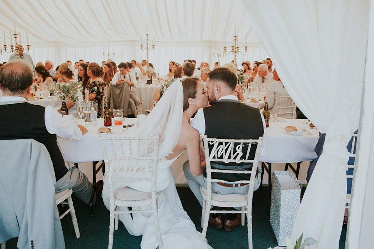 Mr & Mrs Chair Back Sign Laser Cut Bride Bridal Veil Groom Stylish Homemade Country Summer Marquee Wedding Millers of Netley Shropshire http://www.joboultonphotography.com/