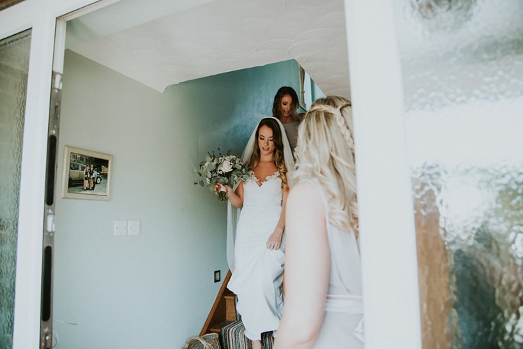 Bride Bridal Pronovias Sleeveless Dress Gown Veil Bouquet Eucalyptus Pink Rose Stylish Homemade Country Summer Marquee Wedding Millers of Netley Shropshire http://www.joboultonphotography.com/