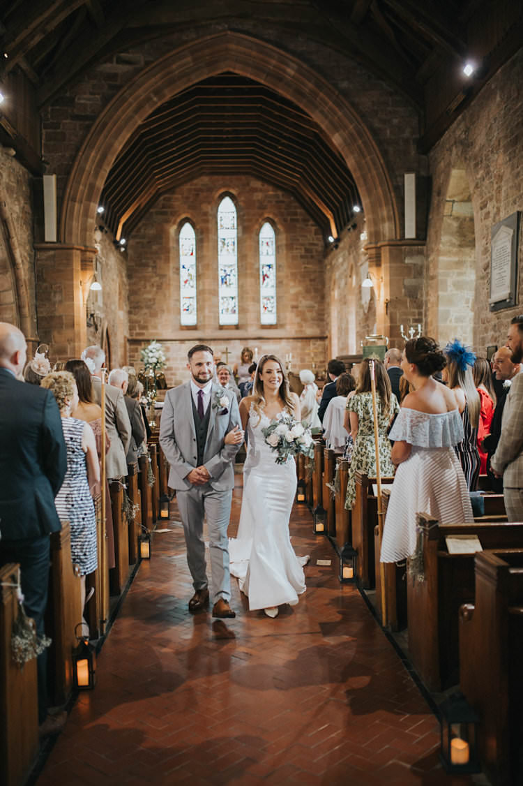 Bride Bridal Pronovias Sleeveless Dress Gown Veil Bouquet Eucalyptus Pink Rose Groom Grey Three Piece Suit Waistcoat Burgundy Tie Stylish Homemade Country Summer Marquee Wedding Millers of Netley Shropshire http://www.joboultonphotography.com/
