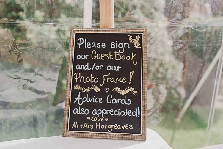 Chalk Sign Frame Black Board Guest Book Magical Marquee Summer Alveston Pastures Farm Wedding https://willpatrickweddings.com/