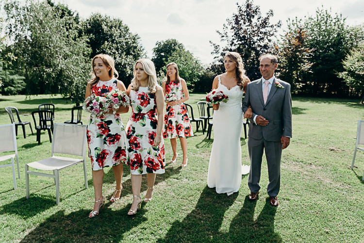 Bride Bridal Sleeveless Dress V Neck Pink Floral Bridesmaids Aisle Ceremony Magical Marquee Summer Alveston Pastures Farm Wedding https://willpatrickweddings.com/