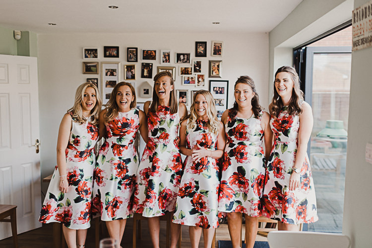Bridesmaids Floral Flowers Pink Knee Length Dress Magical Marquee Summer Alveston Pastures Farm Wedding https://willpatrickweddings.com/