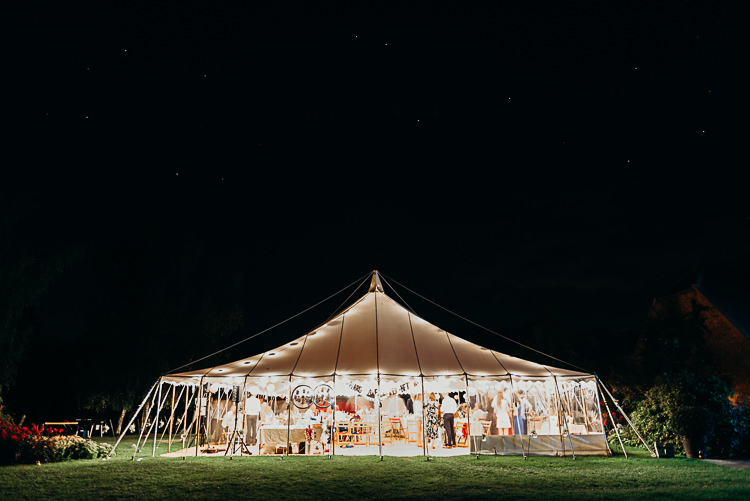 Night Time Lit Fairy Lights Pole Tent Magical Marquee Summer Alveston Pastures Farm Wedding https://willpatrickweddings.com/