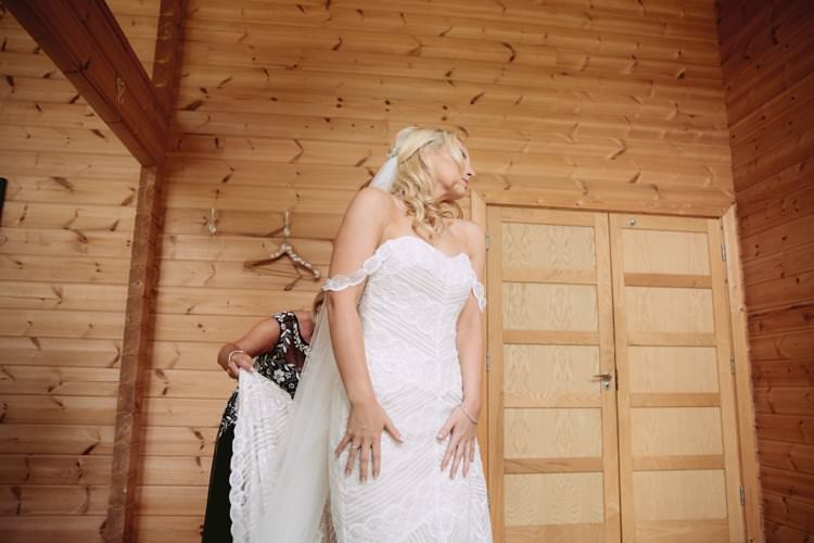 Watters Off Shoulder Bardot Dress Lace Train Fishtail Gown Bride Bridal Greenery White Contemporary Wedding Styal Lodge Cheshire http://hayleybaxterphotography.com/