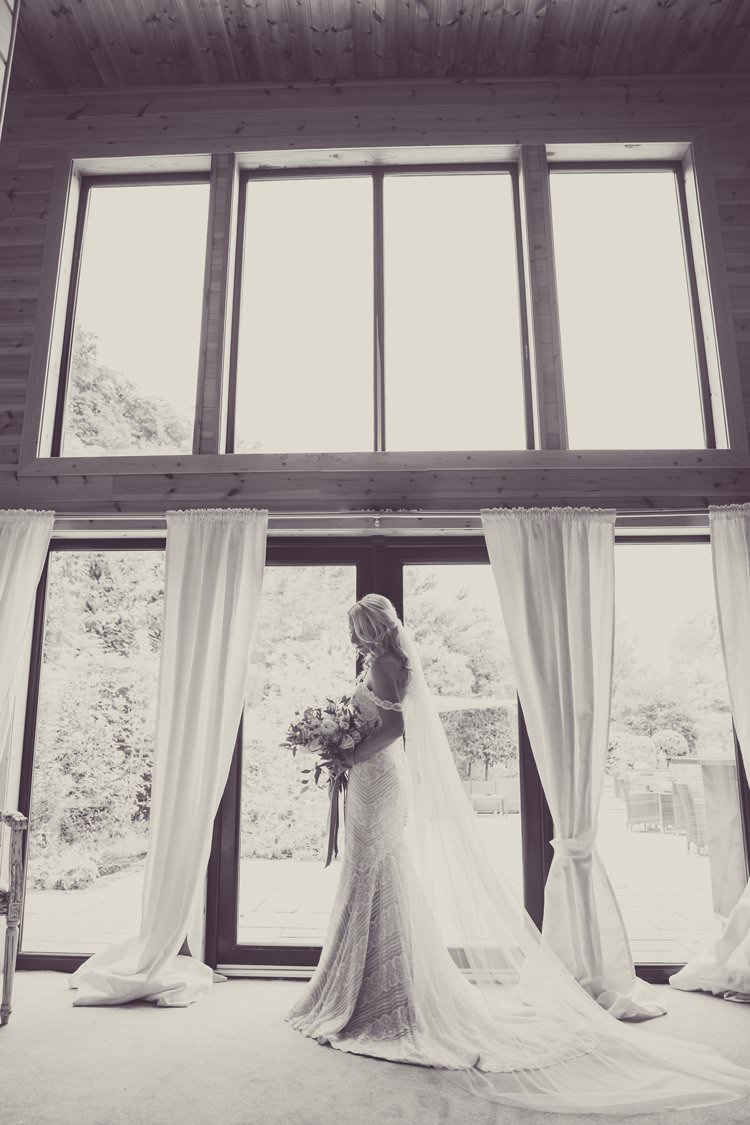 Watters Off Shoulder Bardot Dress Lace Train Fishtail Gown Bride Bridal Veil Greenery White Contemporary Wedding Styal Lodge Cheshire http://hayleybaxterphotography.com/
