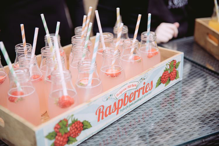 Milk Bottle Drinks Straws Greenery White Contemporary Wedding Styal Lodge Cheshire http://hayleybaxterphotography.com/