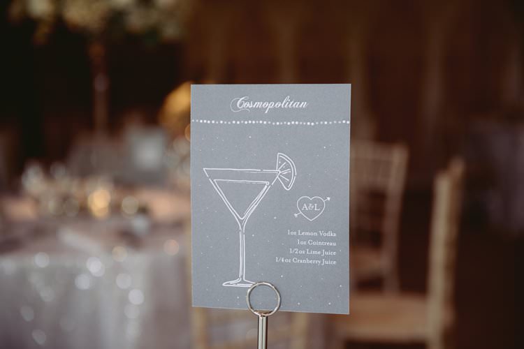 Table Names Cocktail Drinks Greenery White Contemporary Wedding Styal Lodge Cheshire http://hayleybaxterphotography.com/