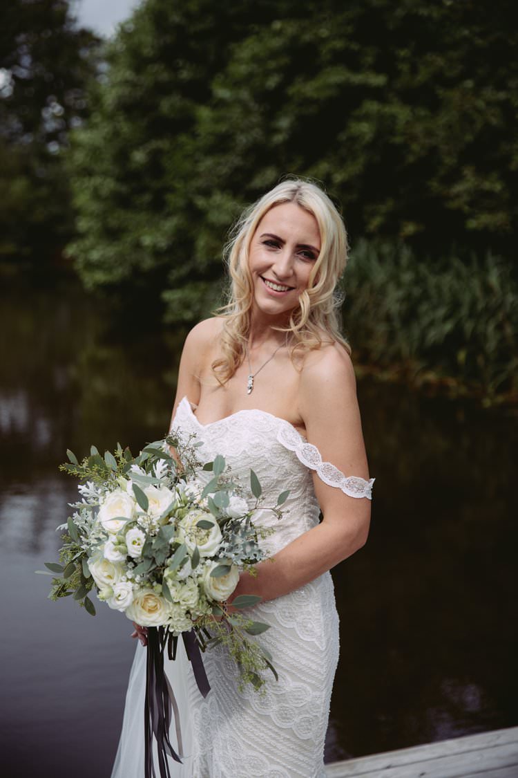 Watters Off Shoulder Bardot Dress Lace Train Fishtail Gown Bride Bridal Greenery White Contemporary Wedding Styal Lodge Cheshire http://hayleybaxterphotography.com/