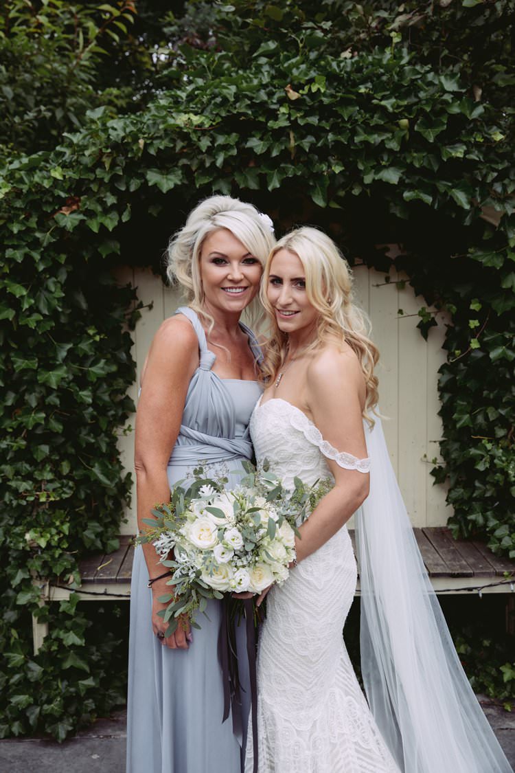 Grey Multiway Bridesmaid Dress Greenery White Contemporary Wedding Styal Lodge Cheshire http://hayleybaxterphotography.com/