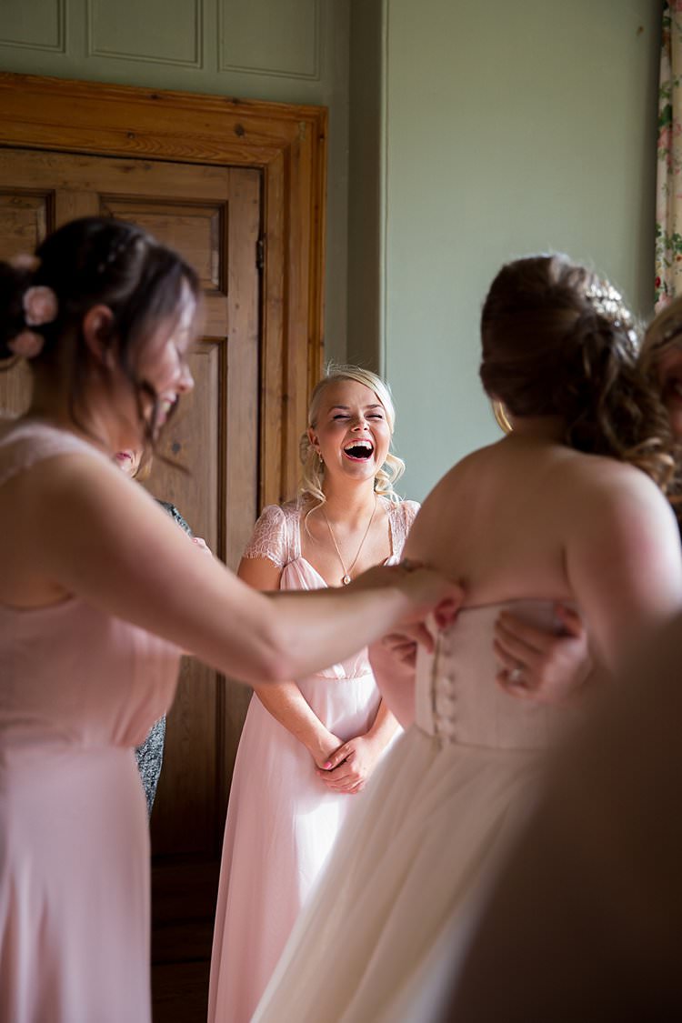 Long Maxi Bridesmaid Dresses Rustic Autumn Blush Pink Gold Wedding Narborough Hall Gardens Norfolk http://katherineashdown.co.uk/