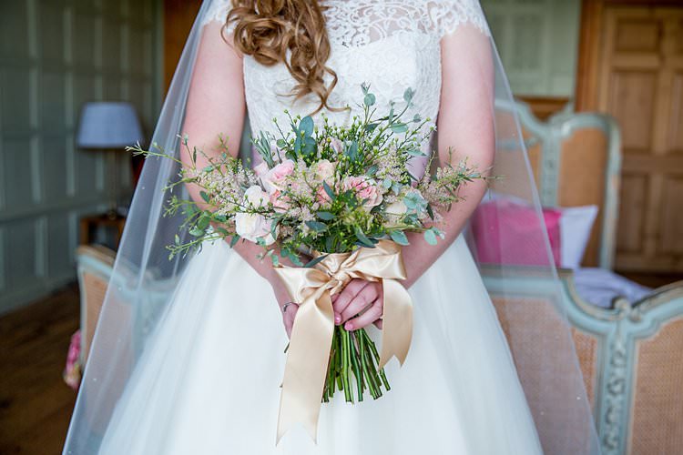 Bouquet Flowers Rose Astilbe Ribbon Bride Bridal Rustic Autumn Blush Pink Gold Wedding Narborough Hall Gardens Norfolk http://katherineashdown.co.uk/