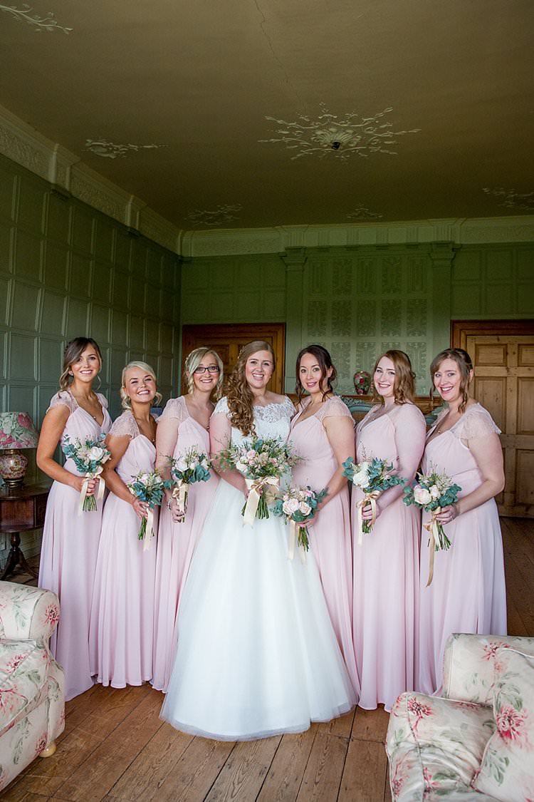 Long Maxi Bridesmaid Dresses Rustic Autumn Blush Pink Gold Wedding Narborough Hall Gardens Norfolk http://katherineashdown.co.uk/