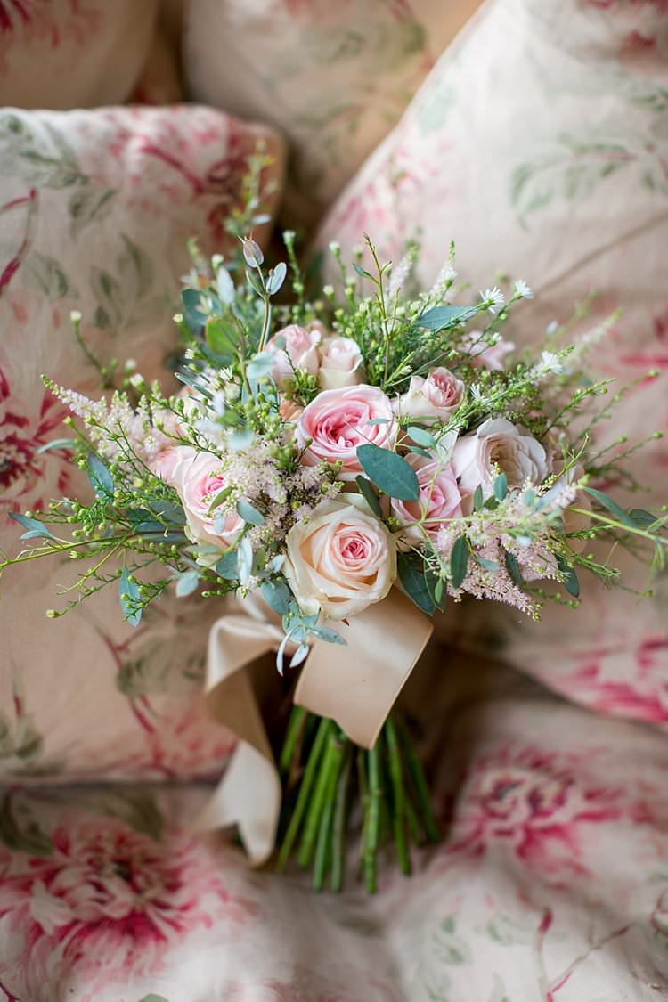 Bouquet Flowers Rose Astilbe Ribbon Bride Bridal Rustic Autumn Blush Pink Gold Wedding Narborough Hall Gardens Norfolk http://katherineashdown.co.uk/