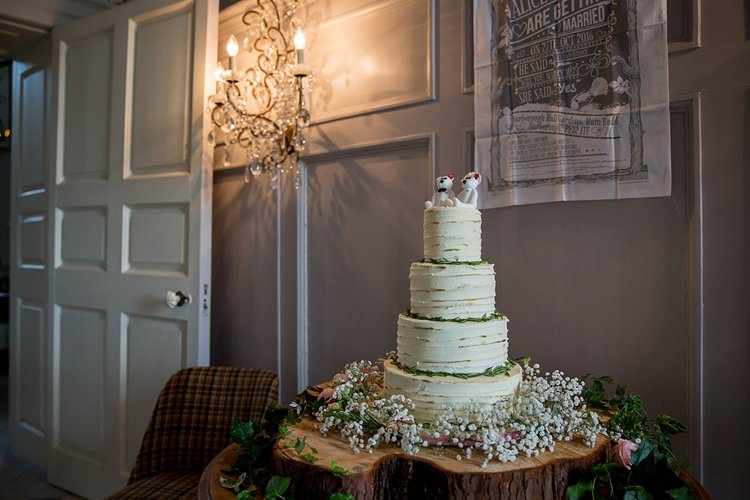 Buttercream Cake Log Stand Rustic Autumn Blush Pink Gold Wedding Narborough Hall Gardens Norfolk http://katherineashdown.co.uk/