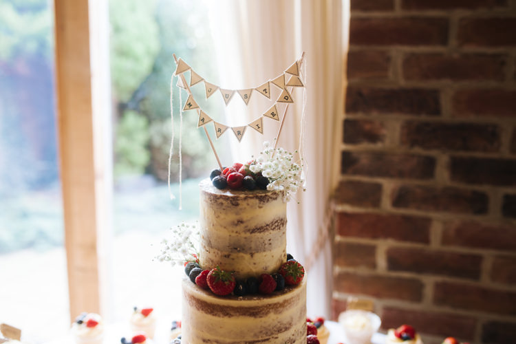 Bunting Cake Topper Autumn Packington Moor Wedding Staffordshire Farm Barn Burgundy http://kathrynedwardsphotography.com/