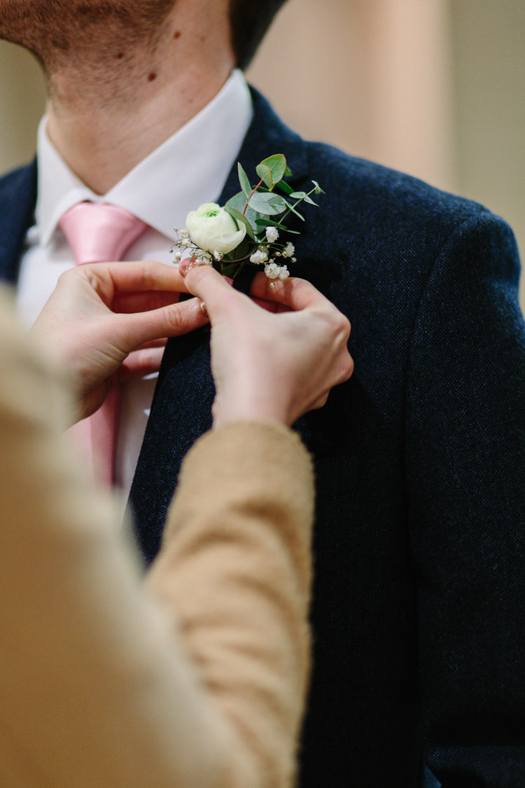 Ranunculus Buttonhole Groom Alternative Rainbow Fun Loving Budget Wedding Hanger Farm Arts Centre Southampton https://www.nicolastreaderphotography.co.uk/
