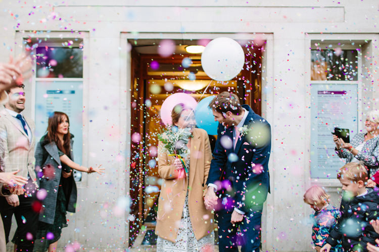 Confetti Throw Alternative Rainbow Fun Loving Budget Wedding Hanger Farm Arts Centre Southampton https://www.nicolastreaderphotography.co.uk/