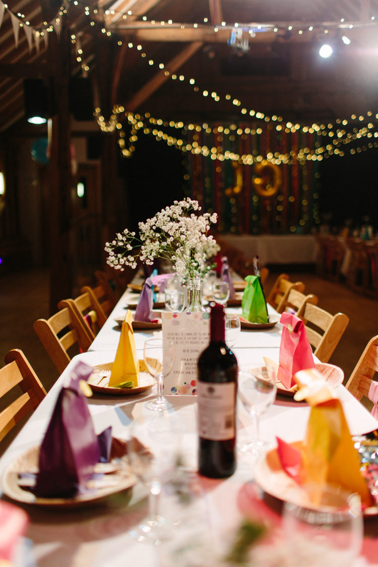 Long Tables Alternative Rainbow Fun Loving Budget Wedding Hanger Farm Arts Centre Southampton https://www.nicolastreaderphotography.co.uk/
