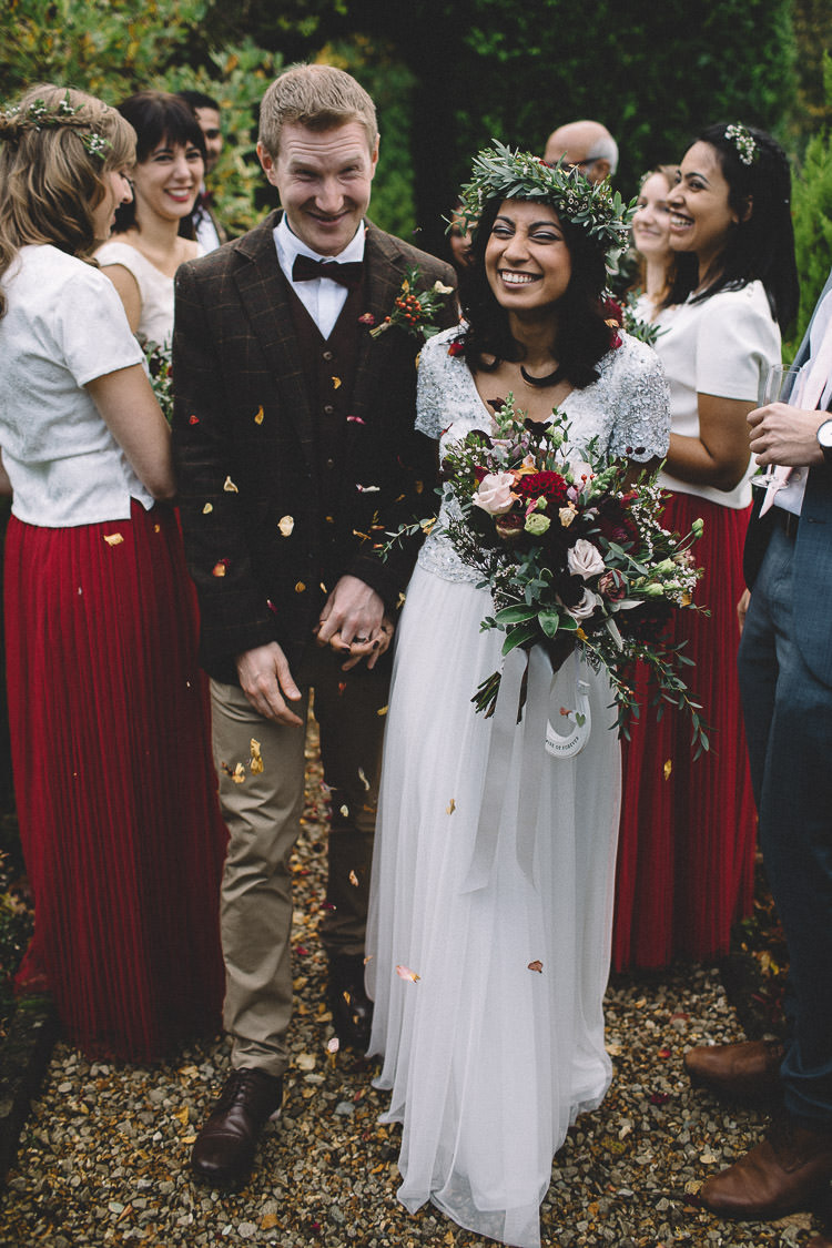 Groom Tweed Suit Chinos Bow Tie Autumn Woodland Wedding Woodlands Lodge New Forest http://carrielaversphotography.co.uk/