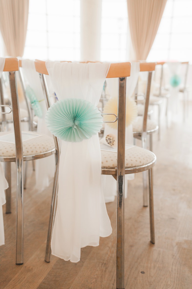 Fabric Chairs Pinwheels Ceremony Vintage 1930s Wedding Worthing Pier West Sussex https://clairemacintyre.com/