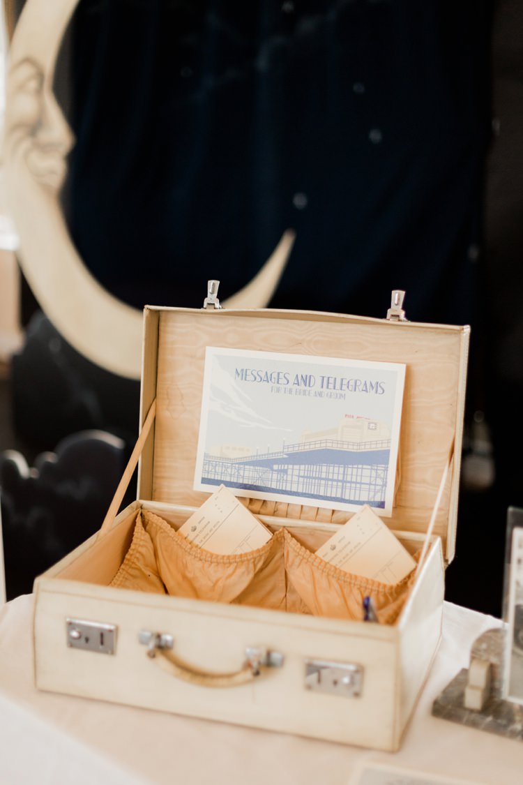 Suitcase Telegram Guest Book Messages Vintage 1930s Wedding Worthing Pier West Sussex https://clairemacintyre.com/