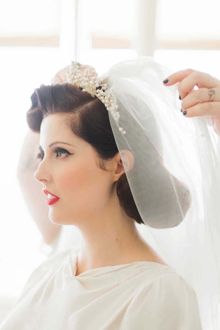 Hair Veil Tiara Bride Bridal Retro Vintage 1930s Wedding Worthing Pier West Sussex https://clairemacintyre.com/