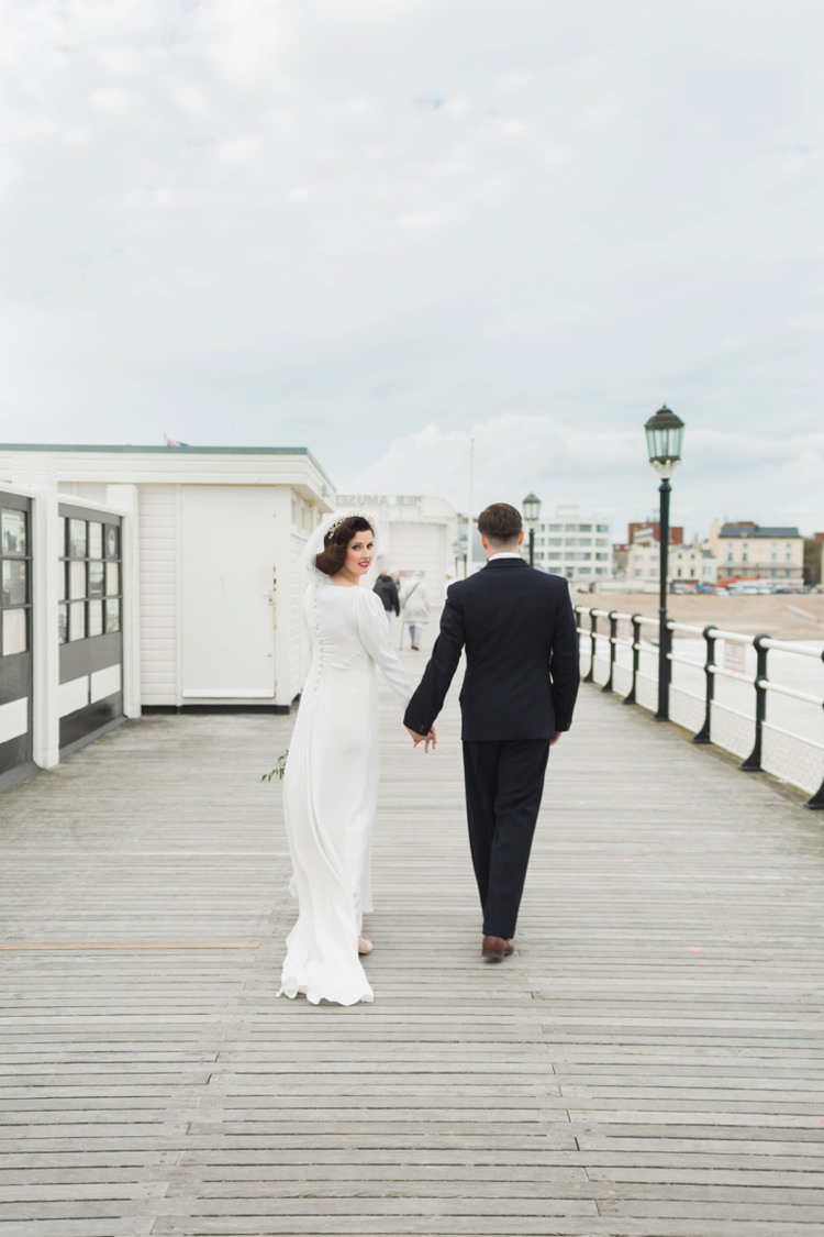 Dress Gown Bride Bridal Vintage 1930s Wedding Worthing Pier West Sussex https://clairemacintyre.com/