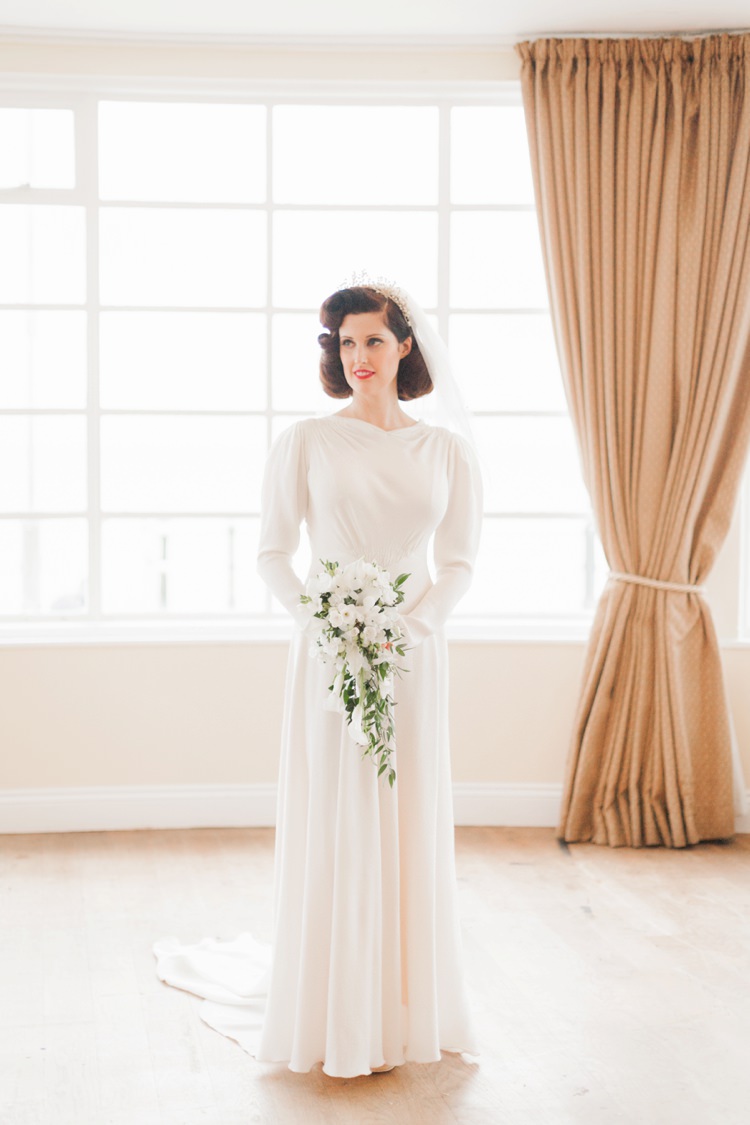 Gown Dress Bride Bridal Sleeves Vintage 1930s Wedding Worthing Pier West Sussex https://clairemacintyre.com/