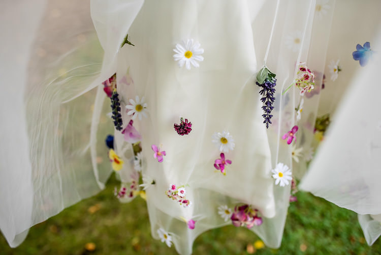 Flowers Floral Dress Gown Bride Bridal Short Mismatched Colourful Wildflower Meadow Wedding Hush Venues Norfolk http://lighteningphotography.co.uk/