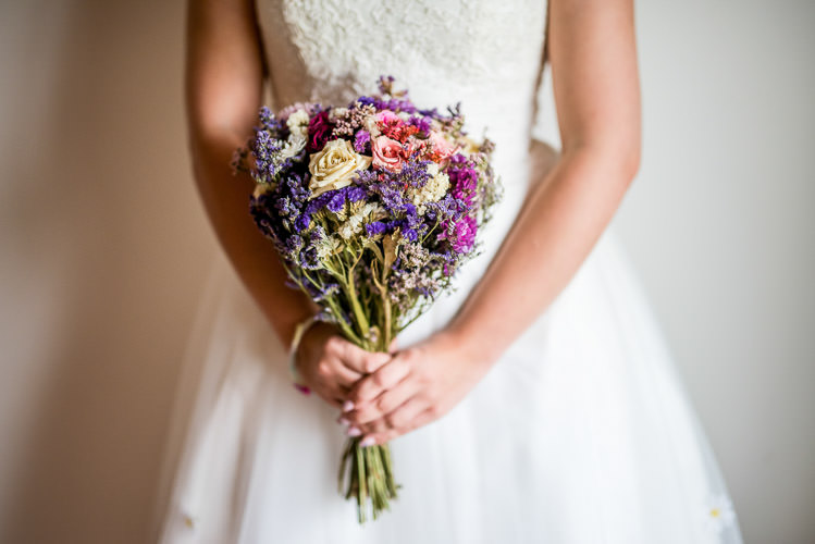Dried Flowers Bouquet Bride Bridal Mismatched Colourful Wildflower Meadow Wedding Hush Venues Norfolk http://lighteningphotography.co.uk/